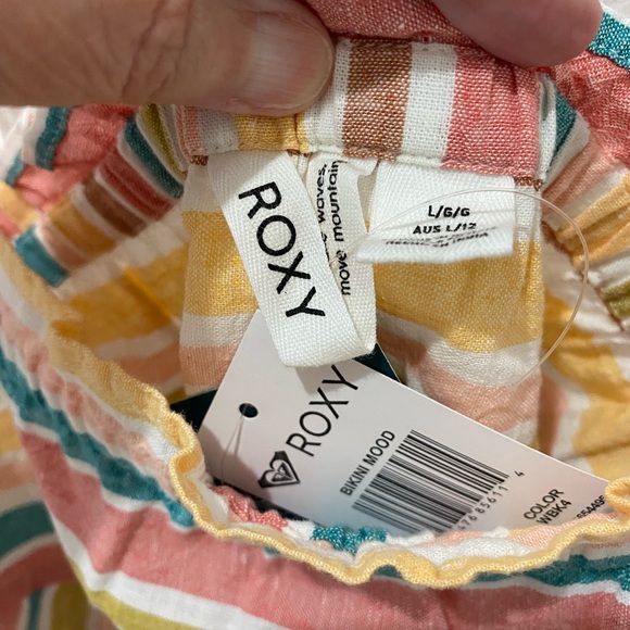 Roxy Juniors Bikini Mood Cotton & Linen Blend Striped Camisole Top - L - Picture 4 of 9